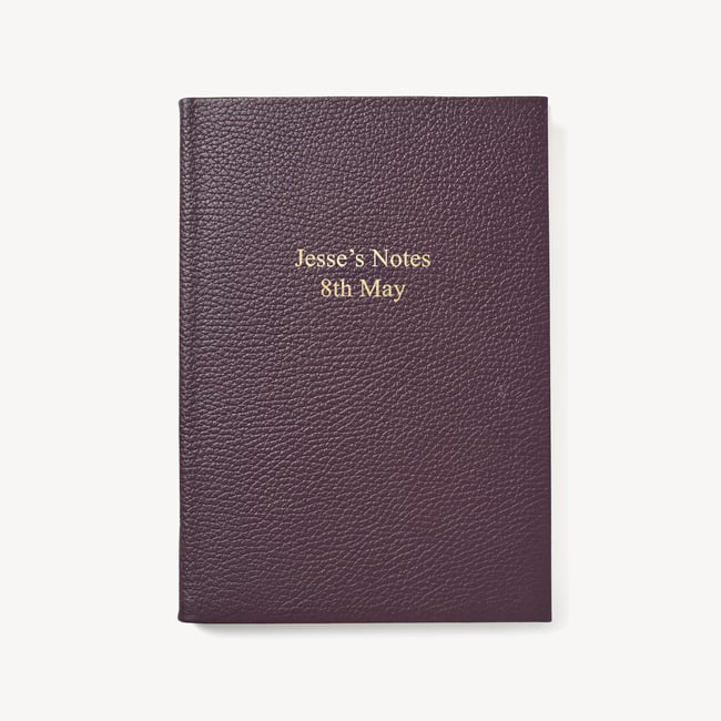A5 Leather Bound Notebook Fig Pebble