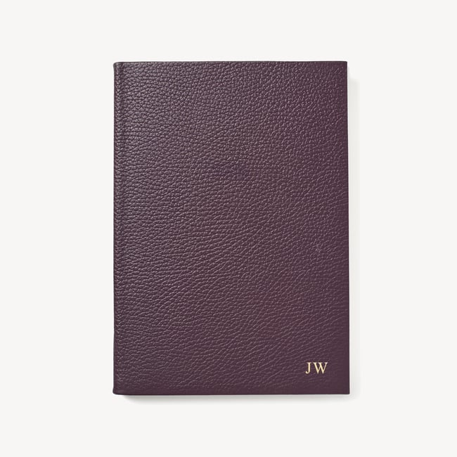 A5 Leather Bound Notebook Fig Pebble