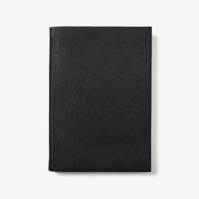 A5 Leather Bound Notebook Black Pebble