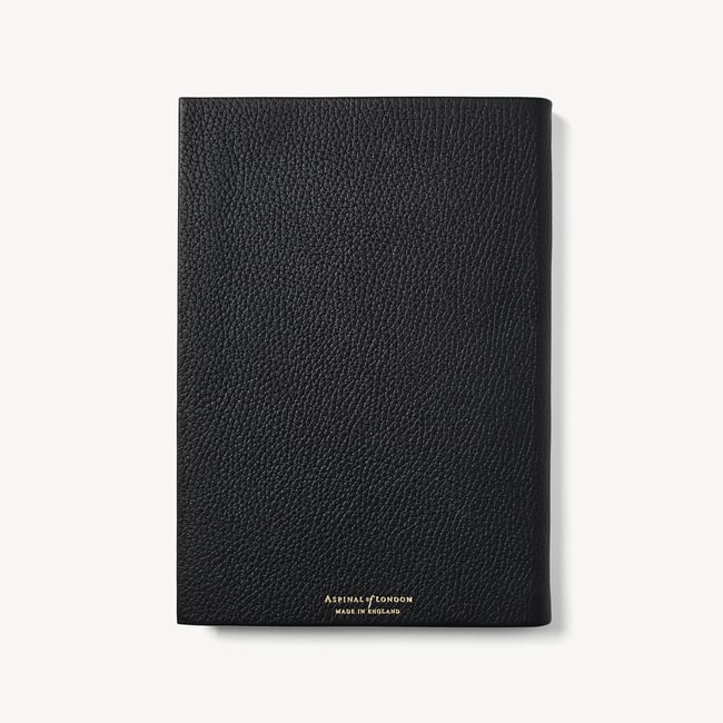A5 Leather Bound Notebook Black Pebble