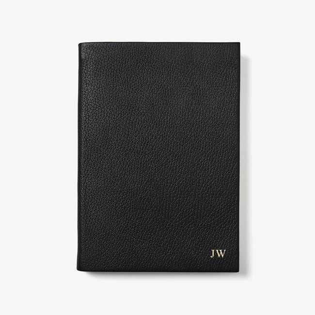 A5 Leather Bound Notebook Black Pebble