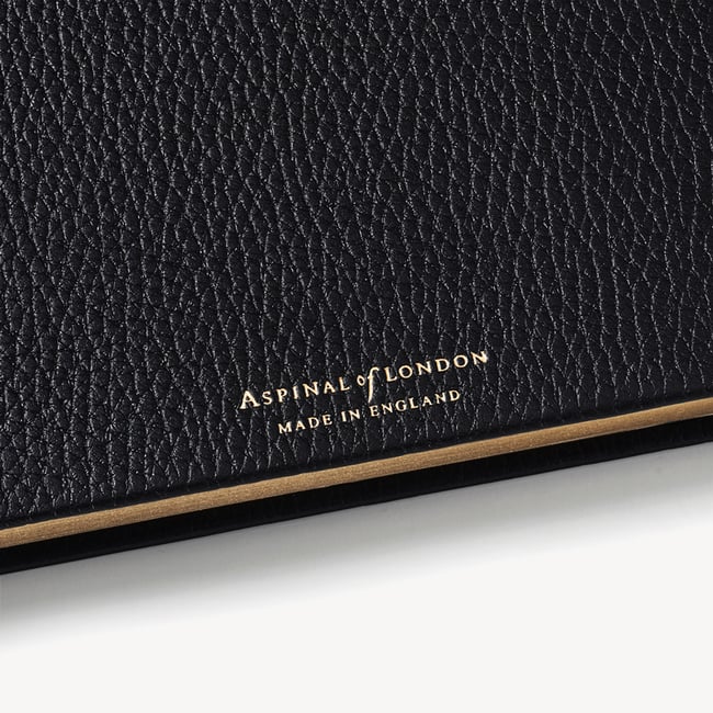 A5 Leather Bound Notebook Black Pebble