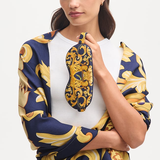 Silk Eye Mask Set Navy Signature Shield Pure Silk