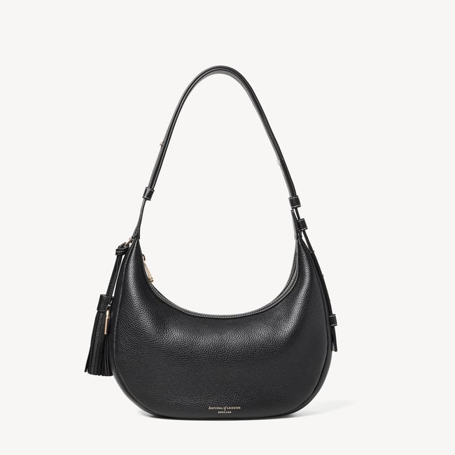 Soho Small Crescent Black Milled Pebble