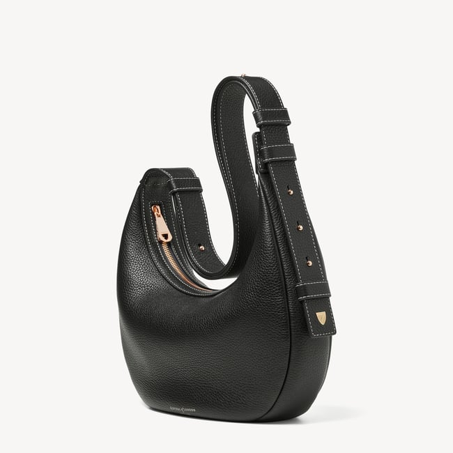 Soho Small Crescent Black Milled Pebble