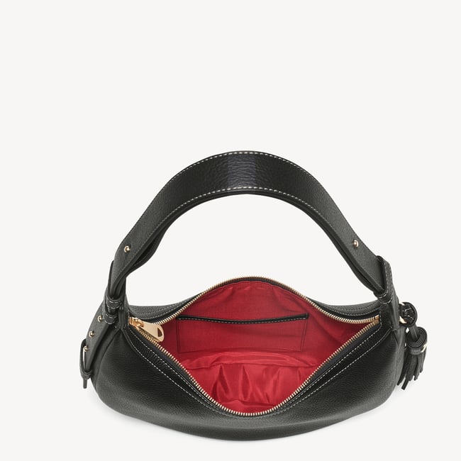 Soho Small Crescent Black Milled Pebble