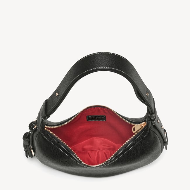 Soho Small Crescent Black Milled Pebble