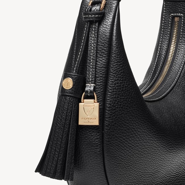 Soho Small Crescent Black Milled Pebble