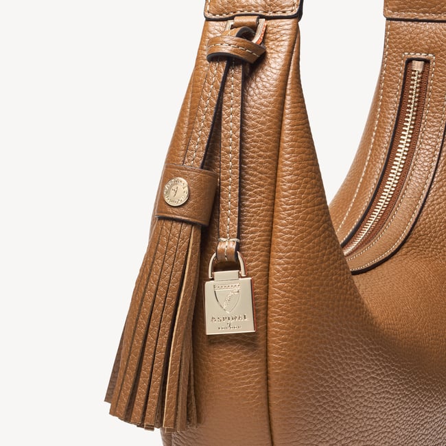 Soho Small Crescent Tan Milled Pebble