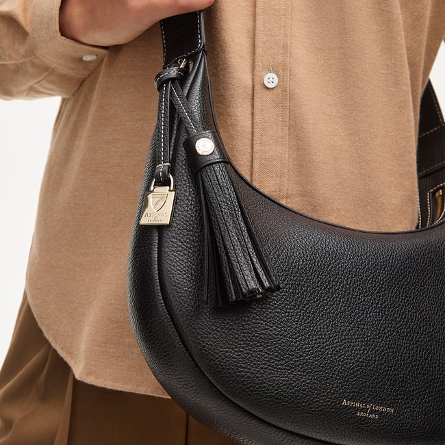 Soho Small Crescent Black Milled Pebble
