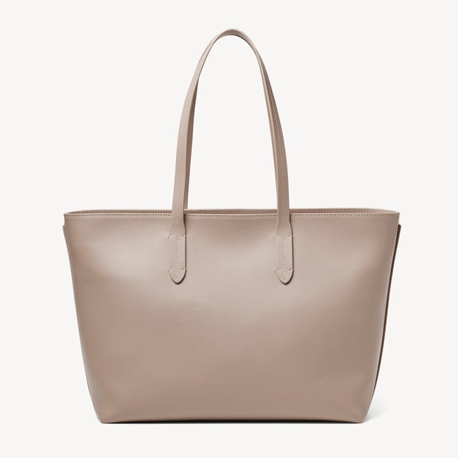 Zipped East West Tote with Shield Charm Moleskin Soft Saffiano