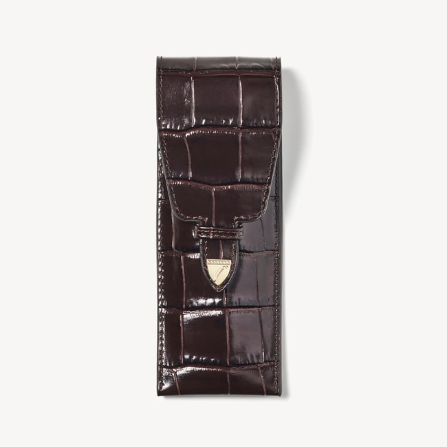 Pen Case Deep Shine Amazon Brown Croc
