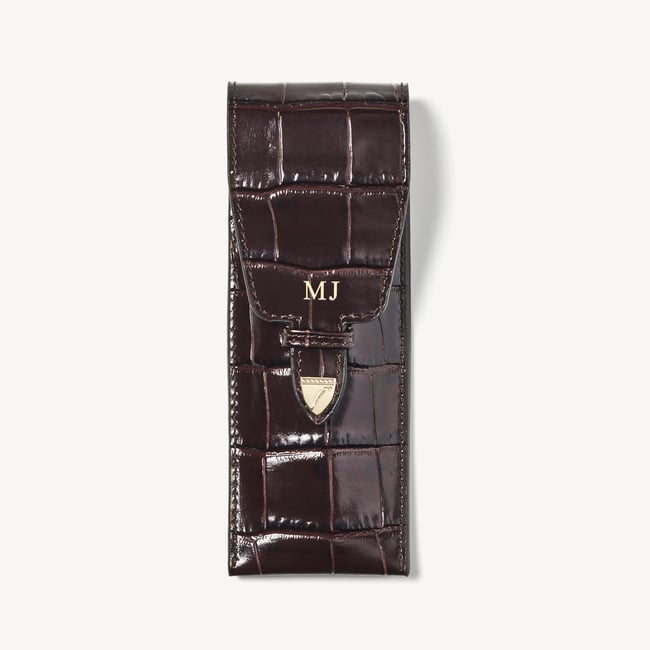 Pen Case Deep Shine Amazon Brown Croc