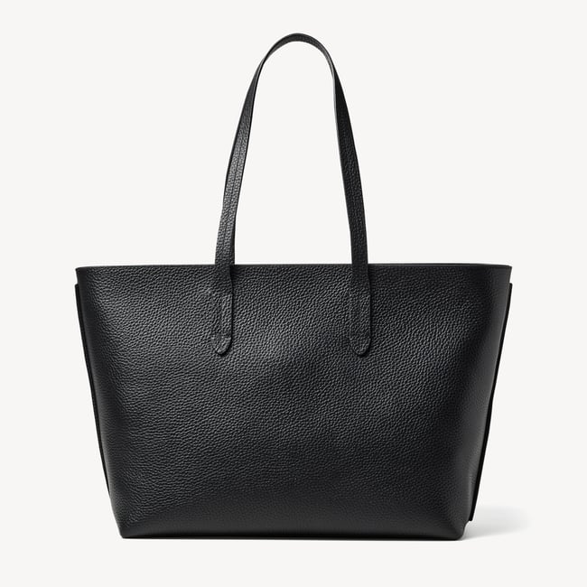 Zipped East West Tote with Shield Charm Black Pebble