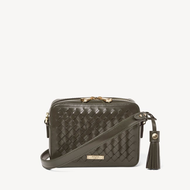 Camera Crossbody Evergreen Woven Leather
