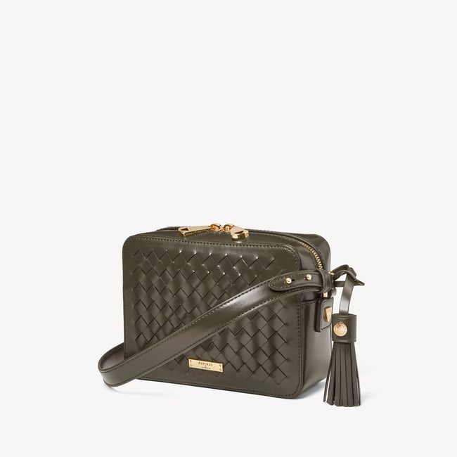Camera Crossbody Evergreen Woven Leather
