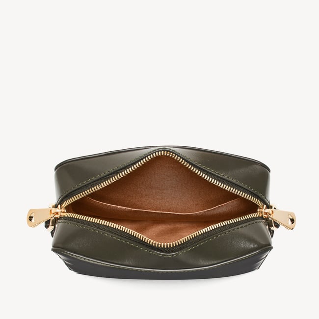 Camera Crossbody Evergreen Woven Leather