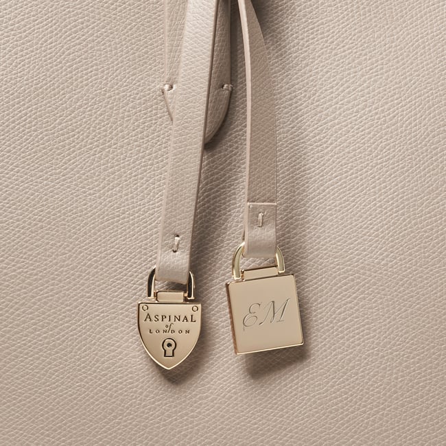 Zipped East West Tote with Shield Charm Moleskin Soft Saffiano