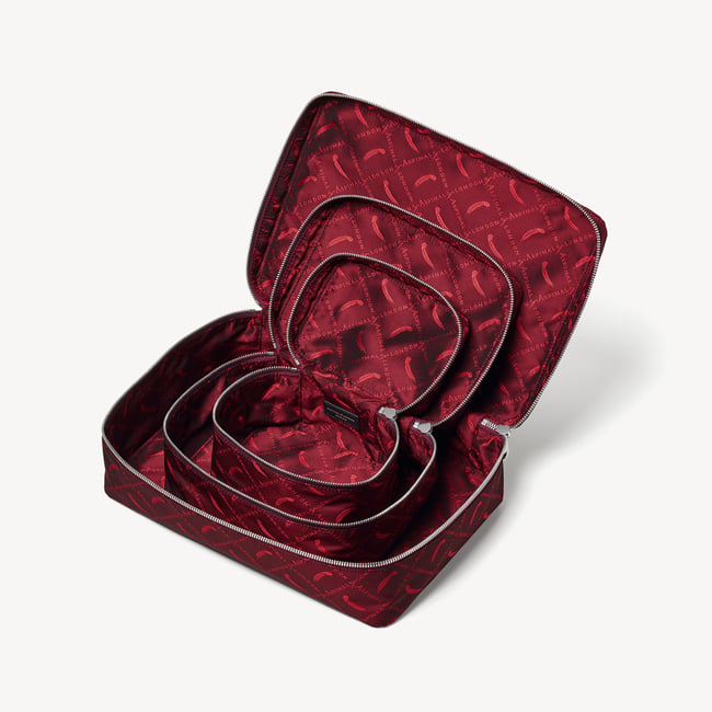 Set of 3 Connaught Packing Cubes Red Signature Feather Monogram