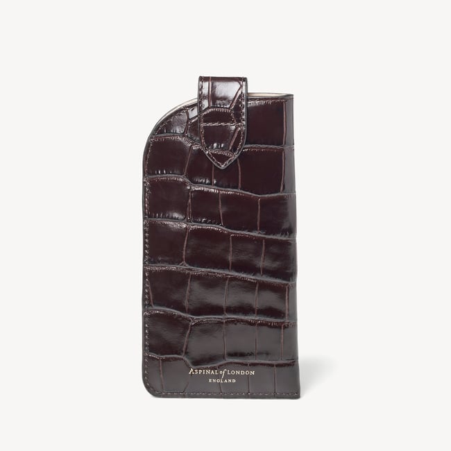 Glasses Case with Tab Deep Shine Amazon Brown Croc