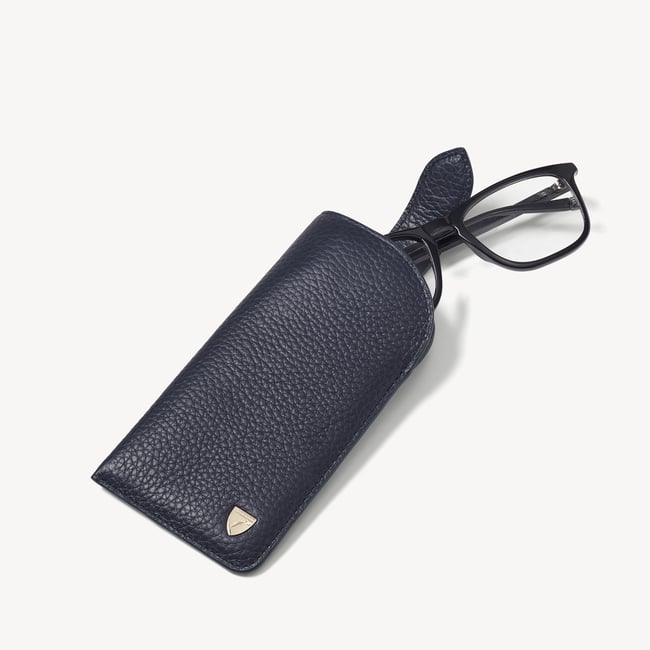 Glasses Case with Tab Navy Pebble