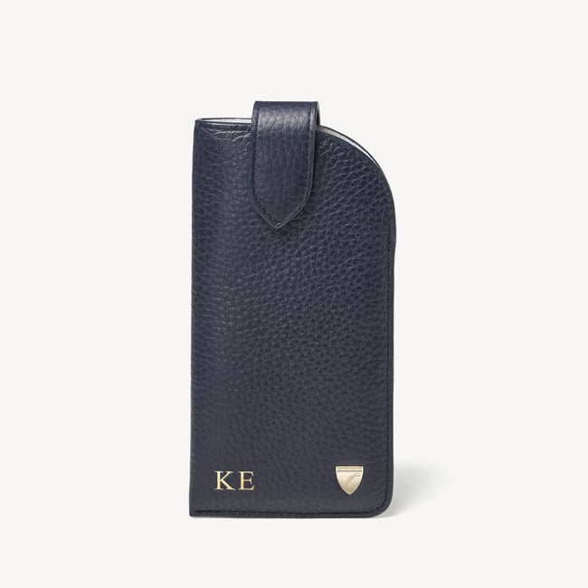 Glasses Case with Tab Navy Pebble