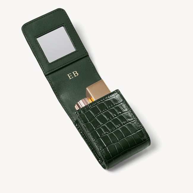 Duo Lipstick Case Deep Shine Evergreen Small Croc