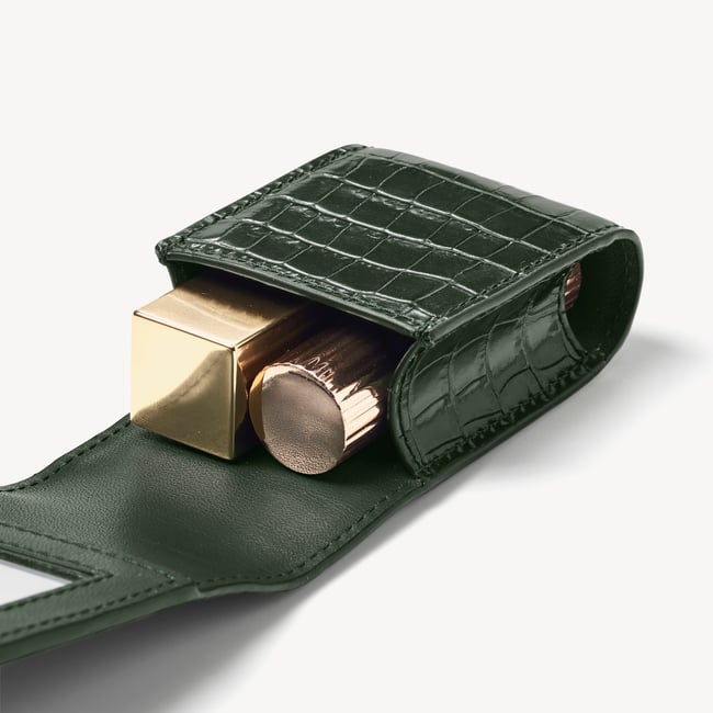 Duo Lipstick Case Deep Shine Evergreen Small Croc
