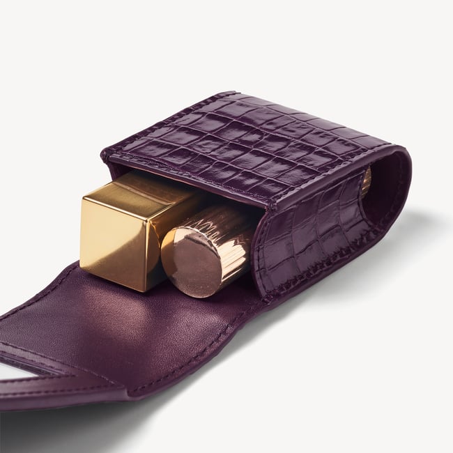 Duo Lipstick Case Deep Shine Fig Small Croc