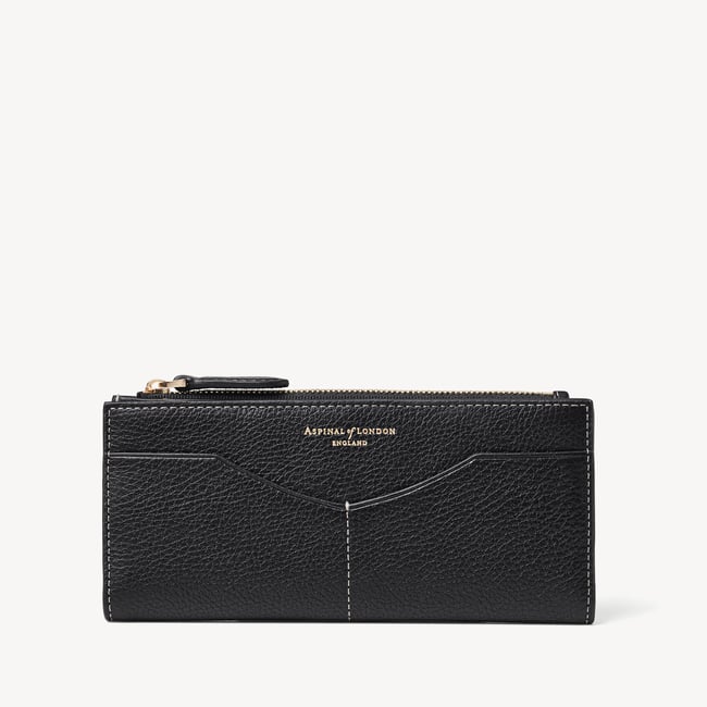 Large Hudson Wallet Black Milled Pebble