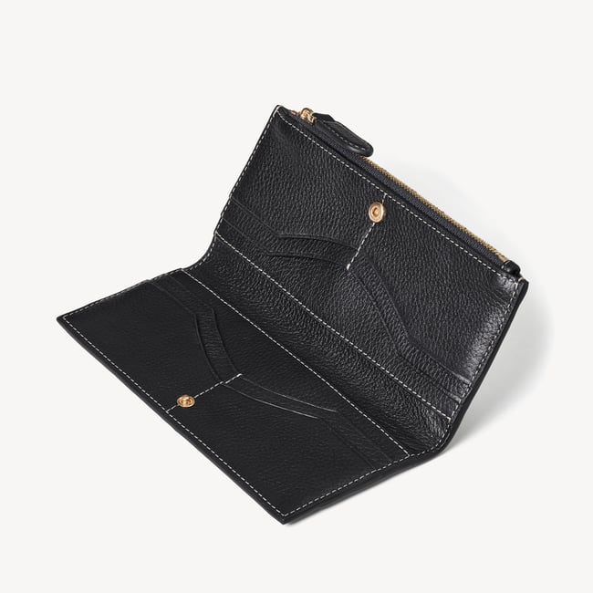 Large Hudson Wallet Black Milled Pebble