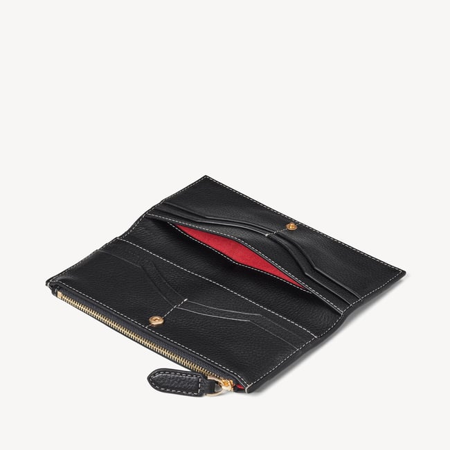 Large Hudson Wallet Black Milled Pebble