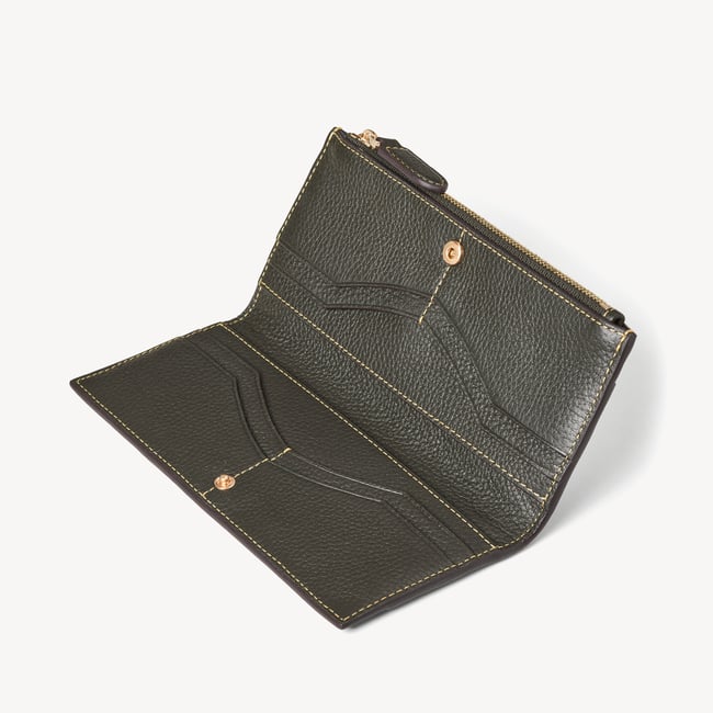Large Hudson Wallet Forest Green Pebble