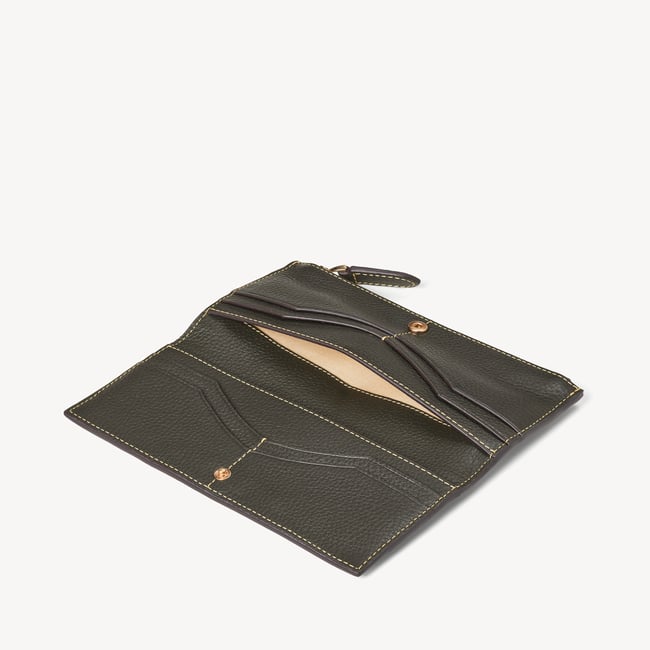 Large Hudson Wallet Forest Green Pebble