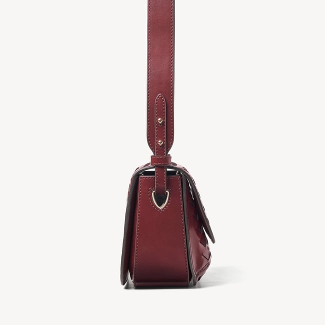 Ella Crossbody Merlot Woven Leather