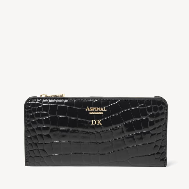 Mayfair® Large Credit Card Wallet Black Patent Croc