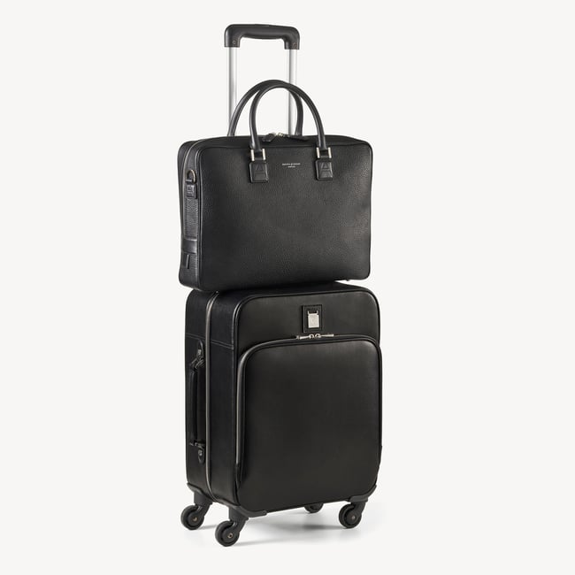 Mount Street Laptop Briefcase Black Pebble