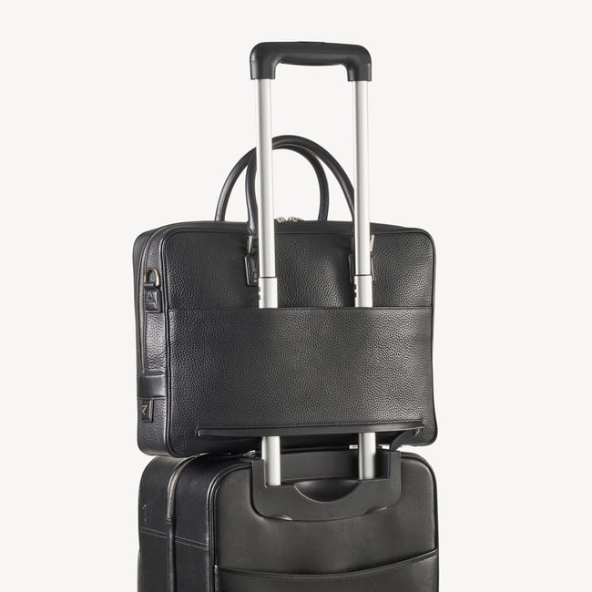 Mount Street Laptop Briefcase Black Pebble