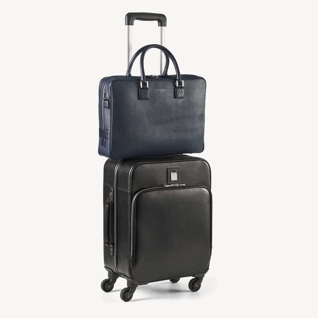 Mount Street Laptop Briefcase  Navy Saffiano