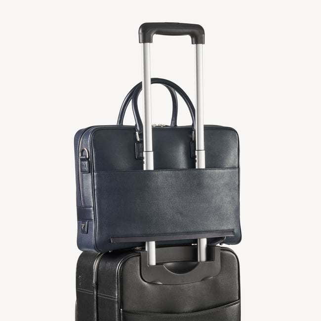Mount Street Laptop Briefcase  Navy Saffiano