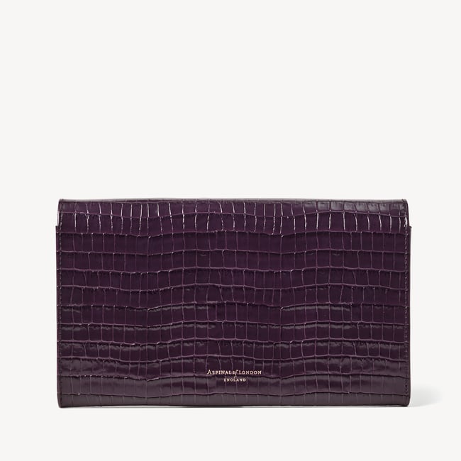 Classic Travel Wallet Deep Shine Fig Small Croc