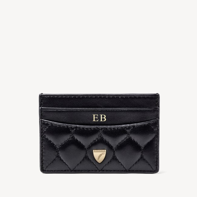 Slim Credit Card Holder Black Quilted Nappa