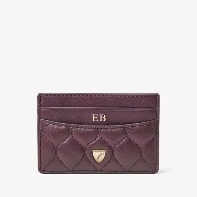 Slim Credit Card Holder Fig Quilted Nappa