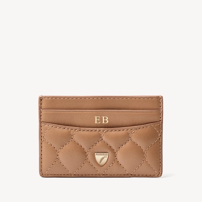 Slim Credit Card Holder Caramel Quilted Nappa