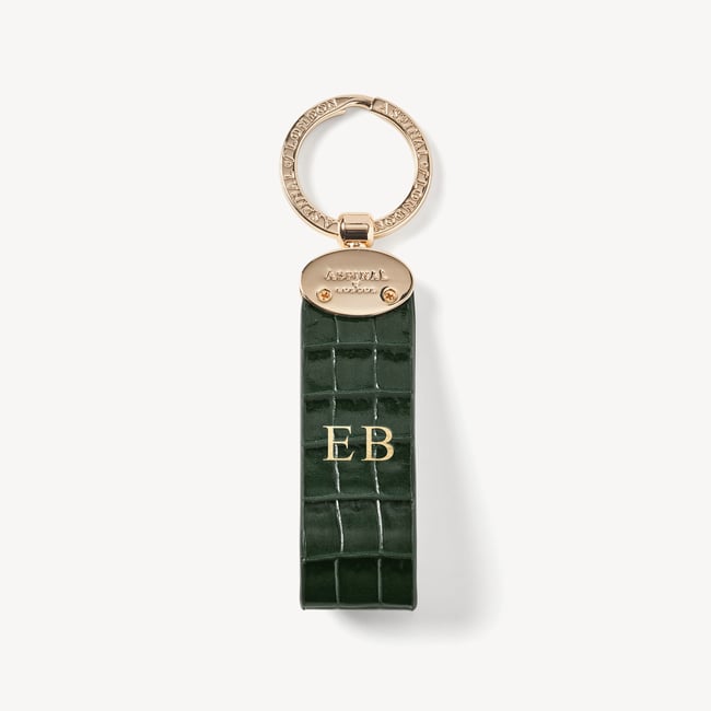Oval Loop Keyring Deep Shine Evergreen Small Croc