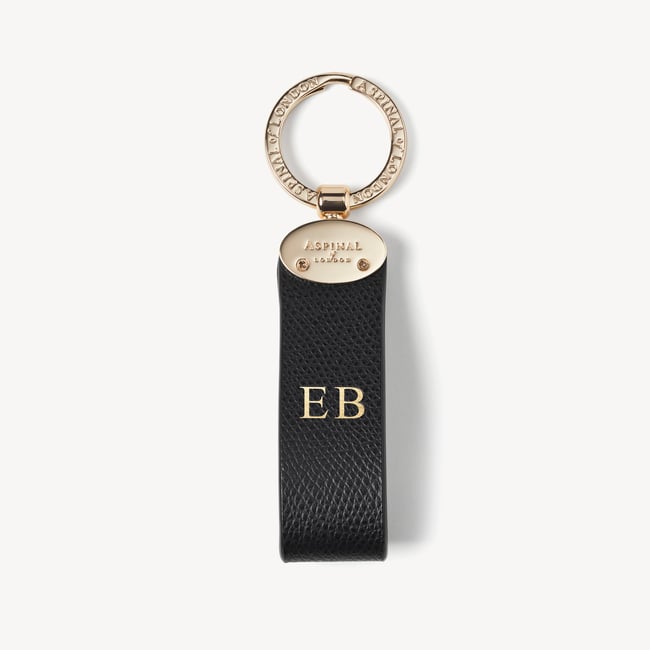 Oval Loop Keyring Black Soft Saffiano