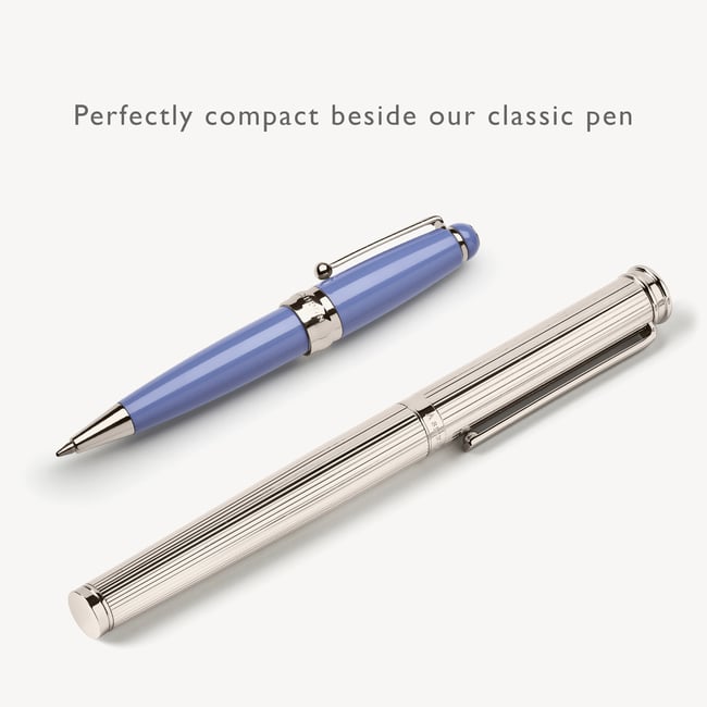 Baby Ballpoint Enamel Pen Capri Blue & Silver Plated