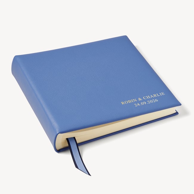 12-inch Leather Photo Album Capri Blue Pebble