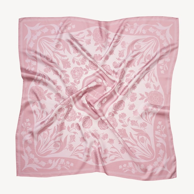 Lancashire Rose Silk Scarf Rose Pink Pure Silk