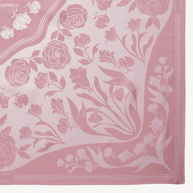 Lancashire Rose Silk Scarf Rose Pink Pure Silk